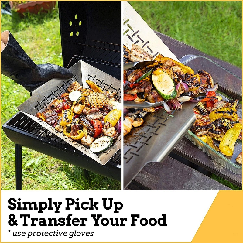 12 inch BBQ Grilling Basket Stainless Steel Vegetable Grilling Basket BBQ Grill Tools